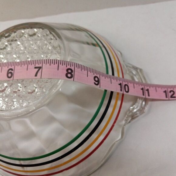 Vintage Anchor Hocking Circus Stripe Bowl with Woven Bubble Bottom Kitsch - Picture 8 of 9